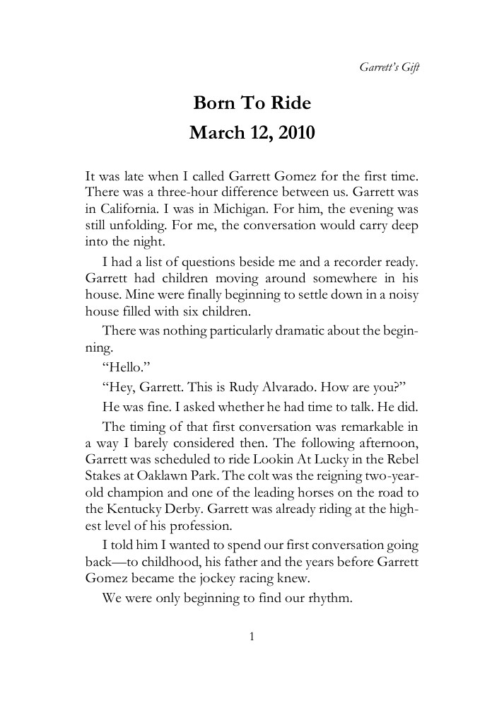 Printed page 1 of Born To Ride